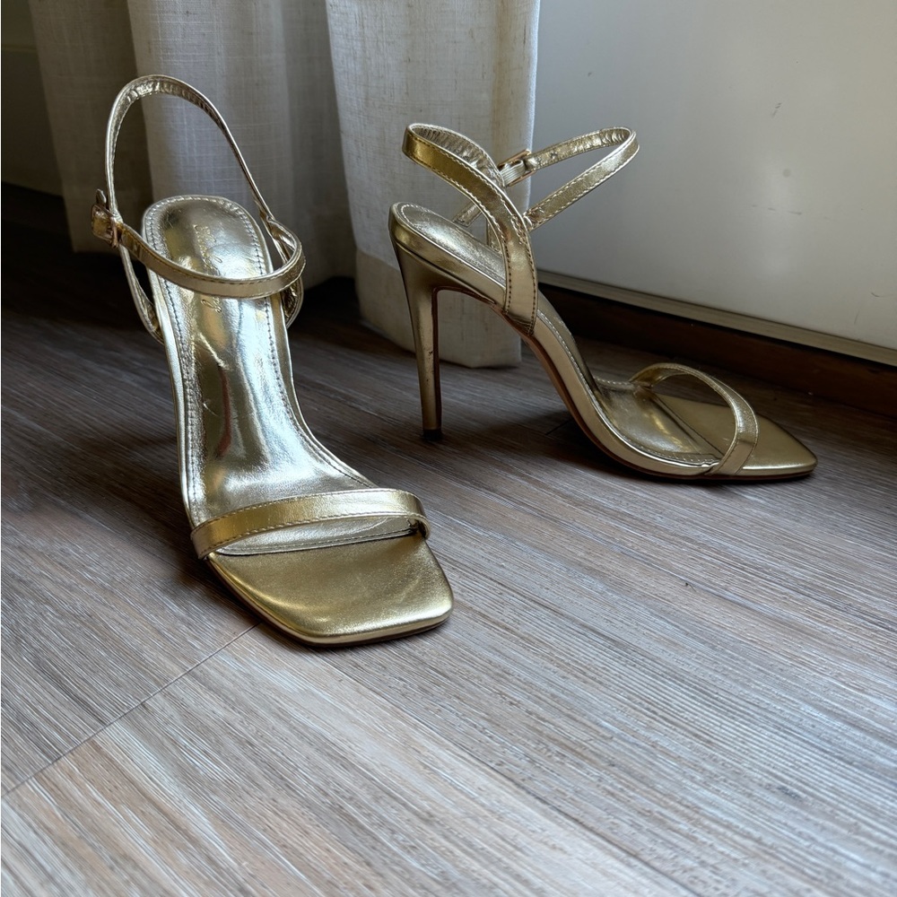 Elegant Gold Strappy Heels